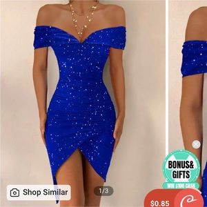 Glitter Off Shoulder Ruched Bodycon Party Dress nwot